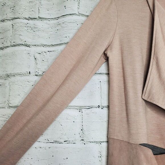 LOGO Lounge Lori Goldstein French Terry Peplum Cardigan Womens M Pink a281027 - Picture 5 of 8